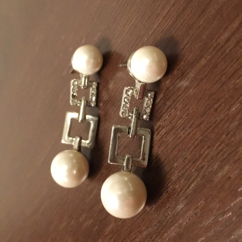 💎SALE💎 pearls diamonds long earrings
